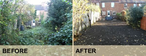 before and after picture of garden tidying / clearance