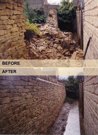 Repairs - Wet and Dry Stone Walls: Before and After Pictures